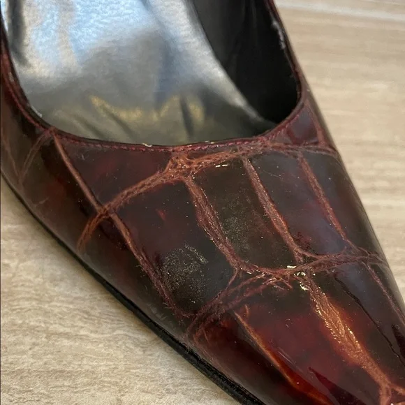 Stuart Weitzman UGC size 9 Dark Red Croc-Patterned Heels stiletto vintage - Picture 7 of 14